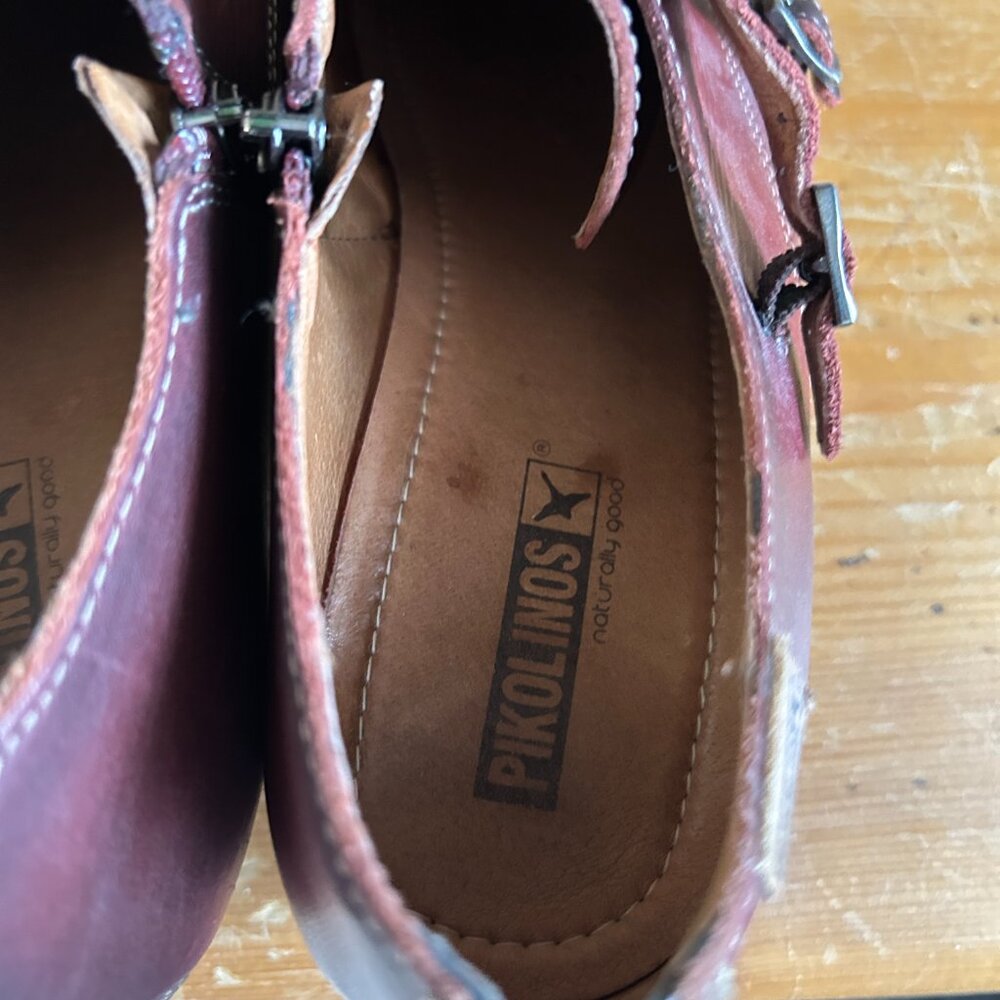 PIKOLINOS Rotterdam Women’s Double Monk Strap Booties Red Leather Sz 40 (US 9.5) - Picture 9 of 9